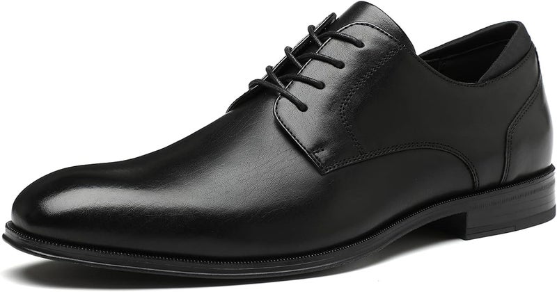 DECARSDZ Mens Classic Formal Oxford Lace Up Wedding Pointed Toe Dress Shoes Black - Image 1